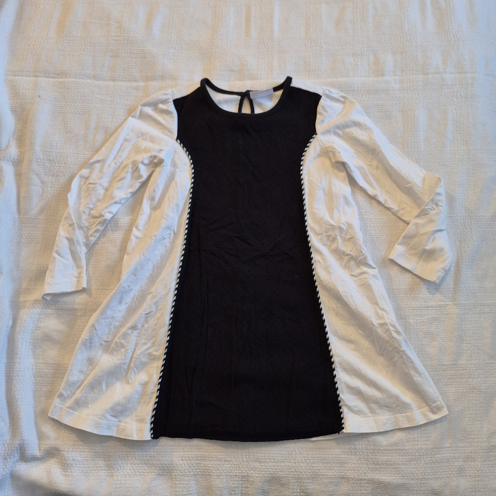 Hanna Andersson girls size 110 or 5 black & white long sleeve tunic VGUC